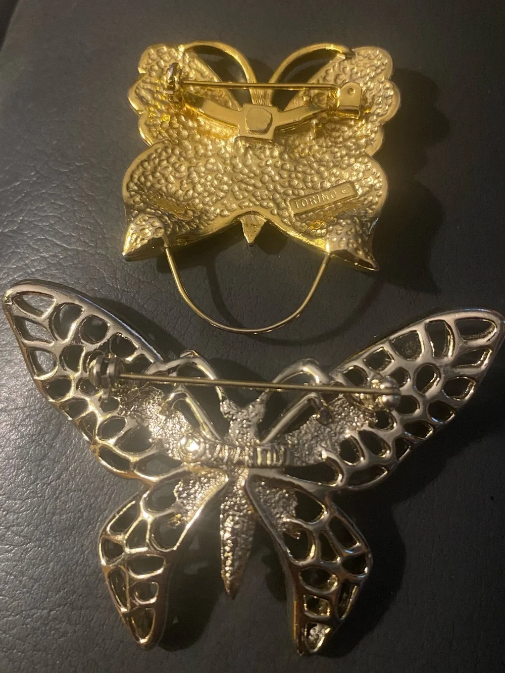 Lot of 2 Vintage Butterfly Brooch Gold Tone Torino & Silver Tone Sarah Coventry